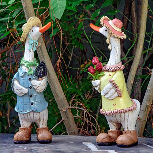 Wondhome V2203DUCK Garden Statues Couple Duck, Funny Cartoon Duck Garden Statues Indoor Outdoor Decorations Cute Ducks Art Décor Goose thumb #7
