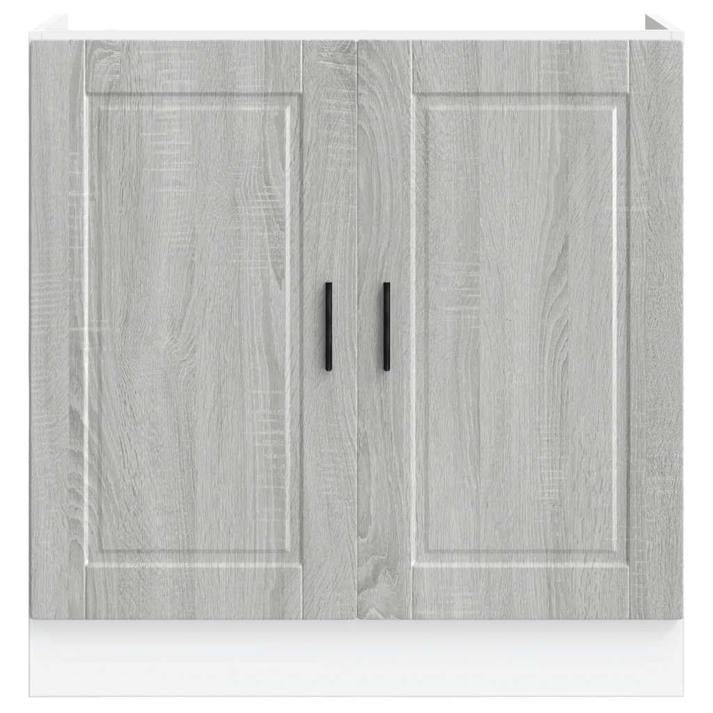 Porto Sonoma szafka pod zlewozmywak, szara, 80 x 46 x 81,5 cm, z materiału drewnopochodnego, szafka kuchenna z miejscem do przechowywania, regulowanymi nóżkami, drzwiami, nadaje się do naczyń