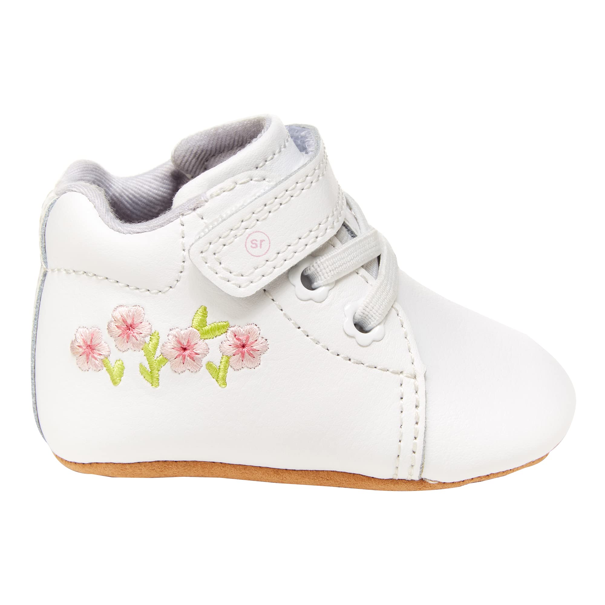 Stride Rite Baby Girls PW-Emilia Crib Shoe, White, 3 Infant