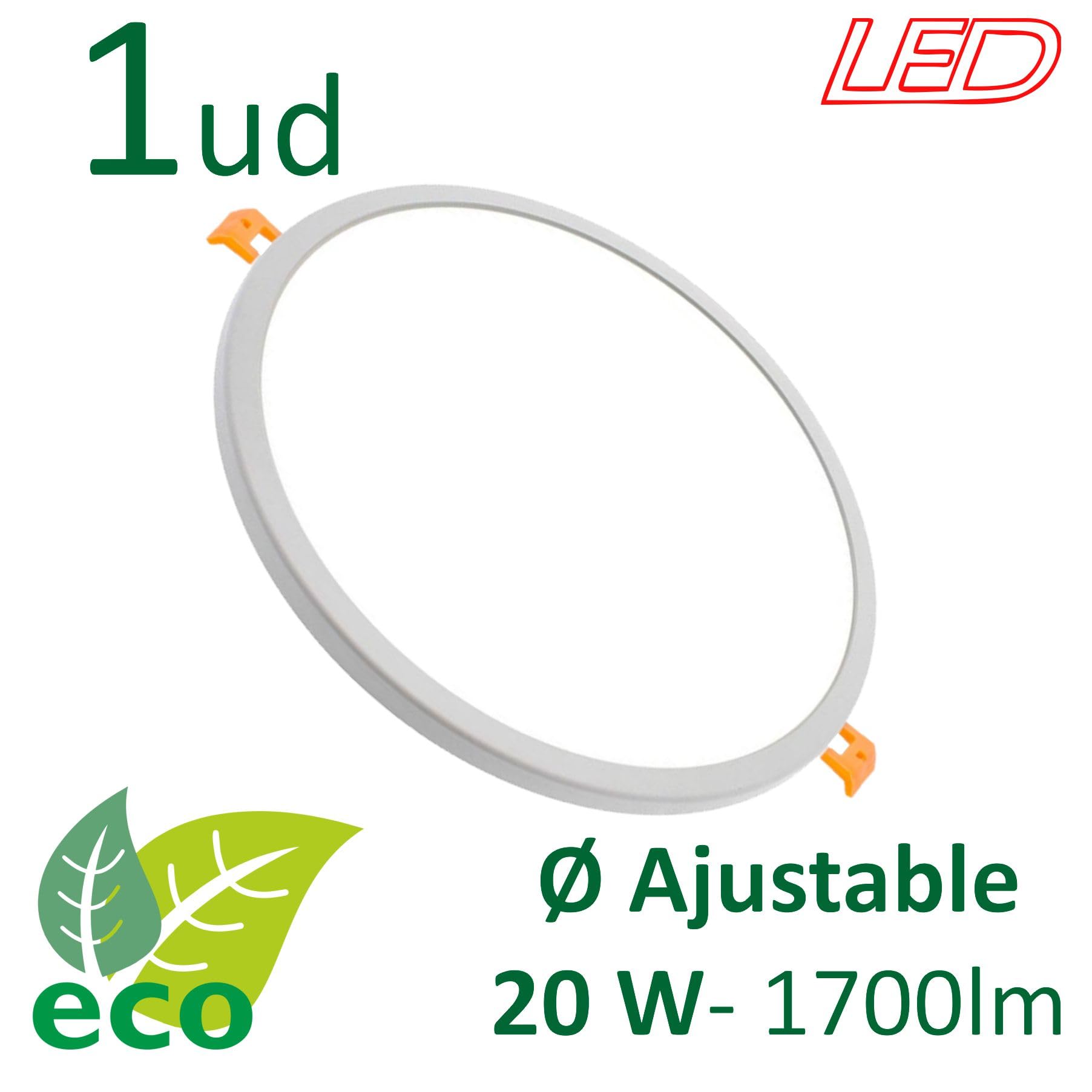 VZLED - Down-light LED Ø de corte ajustable 6500ºK, Plafón cocina, Iluminación led, Downlight luz blanca fría (Pack 1 6500ºk)