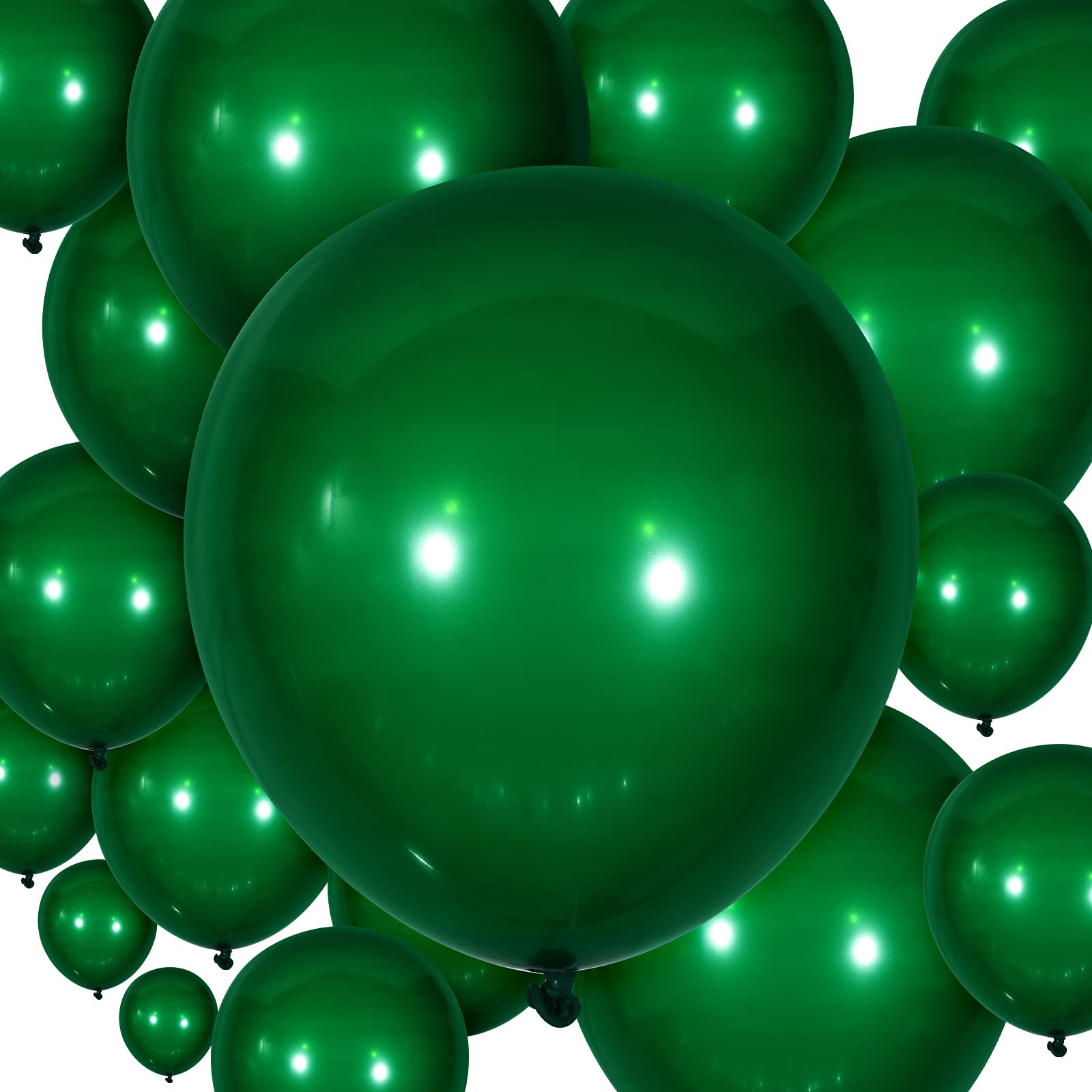 100 Piece Latex Balloon Kit - 18/12/10/5 Inch Assorted Sizes For Party Decor (Dark Green) - Valentine's, Birthday, Wedding