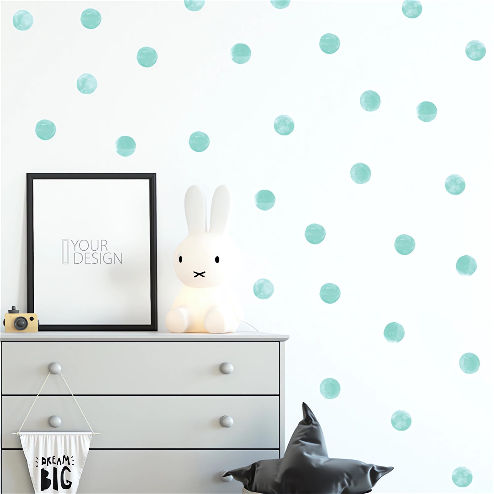 sacinora 72 Pcs Mint Green Polka Dots Wall Stickers DIY Circle Wall Decals