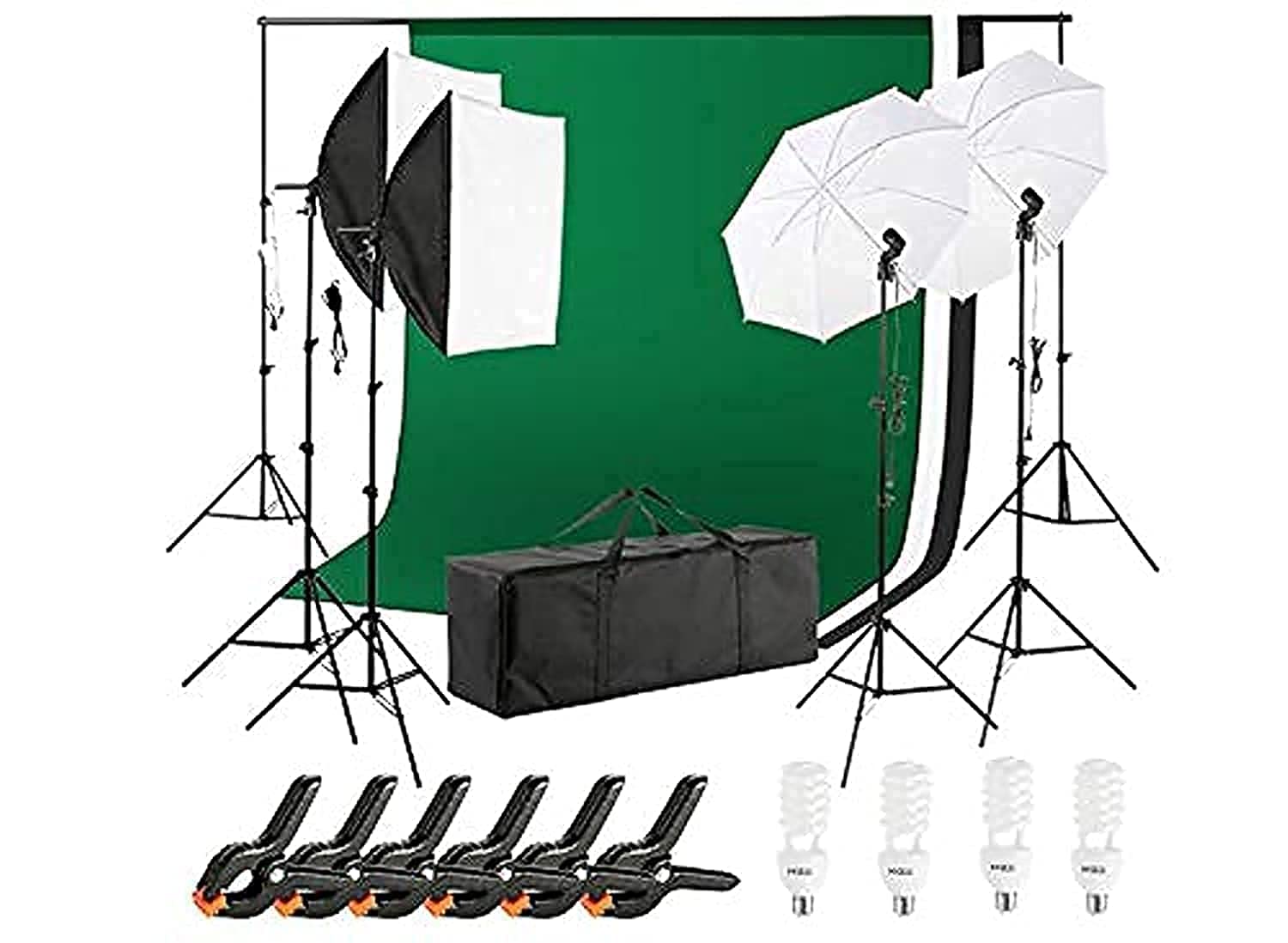 Photography Studio Kit, Umbrella Softbox Lighting Kit, Chroma Key with Backdrop Support System for Photo Studio Product, Portfolio and Video Shooting