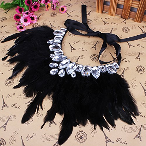 Yazilind Unique Design Charming Black Feather Bib Collar Statement Necklace Jewelry #TOP3
