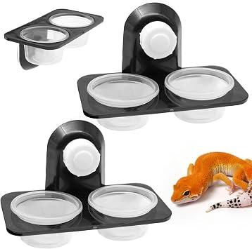 2pcs Reptile Water and Food Bowl Crested Gecko Feeding Ledge Plastic Suction Cup Reptile Water Dish Reptile Feeder for Lizard Chameleon Turtle Tortoise Snake Scorpion Centipede Fits Tank