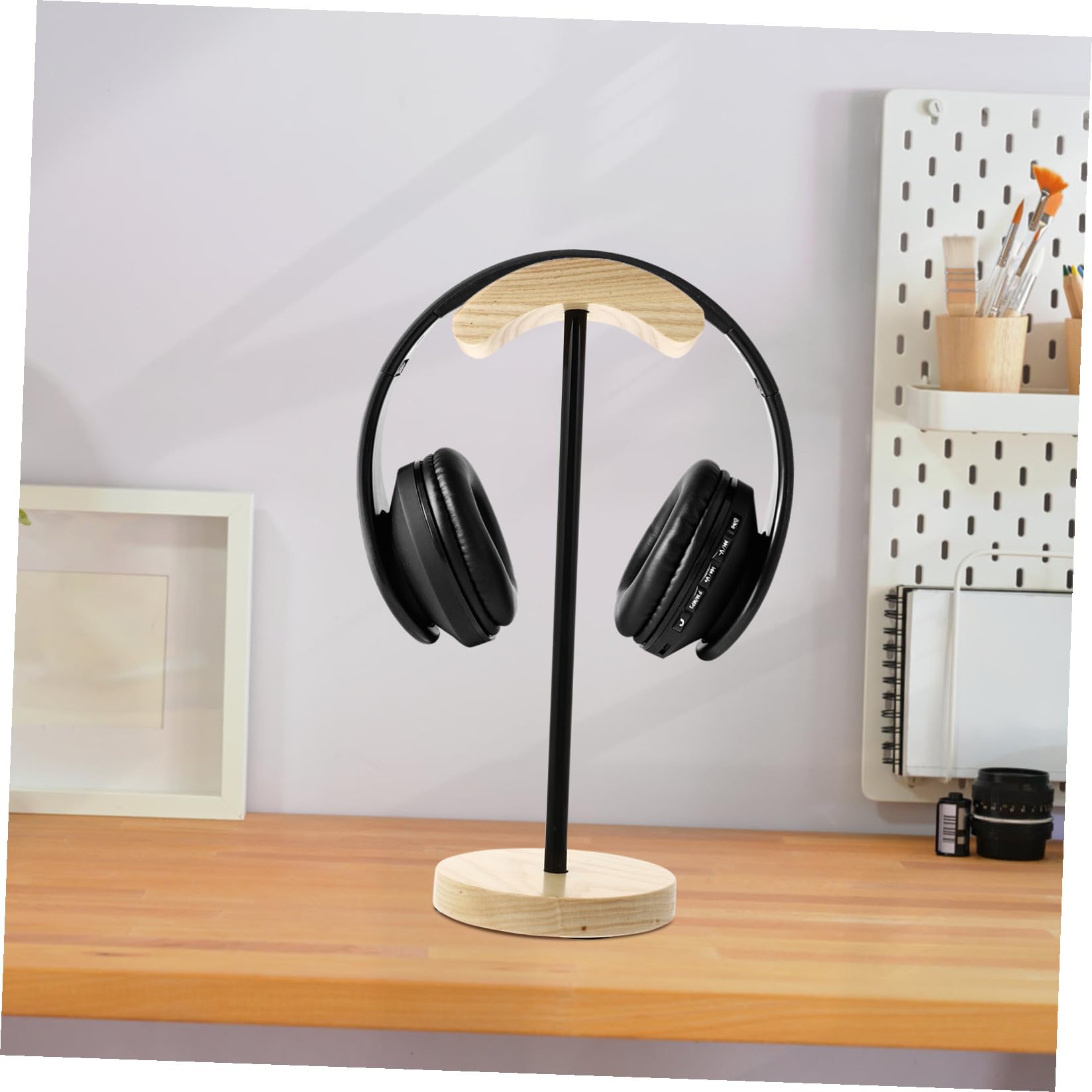 SHINEOFI Soporte De Madera Soporte Auriculares Organizador Escritorio Ordenado Útil