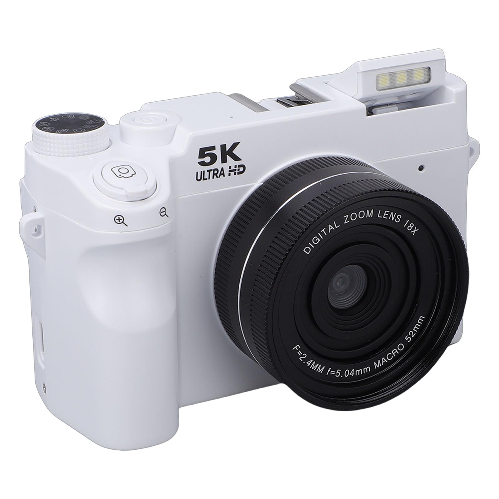 Jectse Fotocamera Digitale 5K per Fotografia con WiFi, Fotocamera per Vlogging Ultra HD da 75 MP con Schermo Ribaltabile a 180° da 3 Pollici, Compatta con Messa a Fuoco (White)