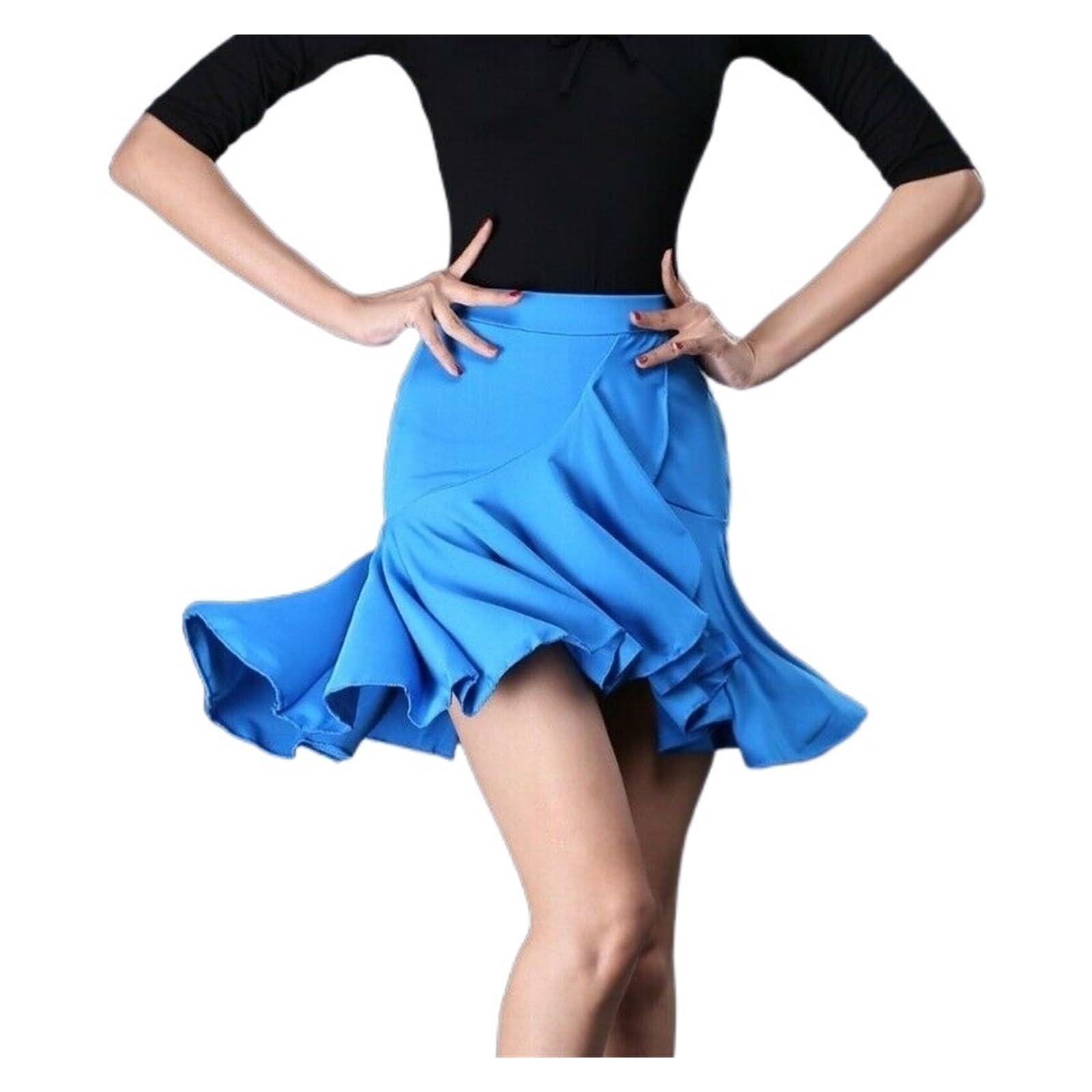 Lateinisches Tanzkleid Damen Latin Dance Rock Ballsaal Rumba Samba Tango Chacha Rüschen Röcke Wrap Dancewear Kostüm Bühnen Performance Röcke Damen Tanzrock Latein(4,L)