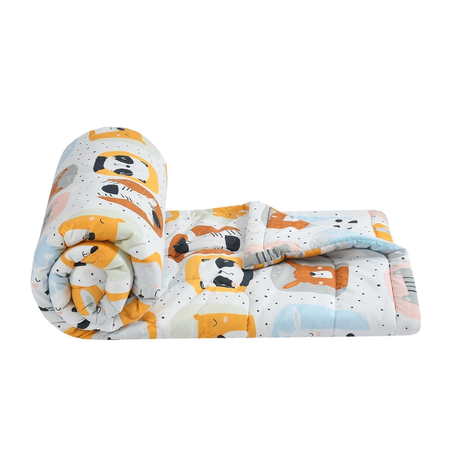 Blenzza Deco™ Glace Cotton Single Bed Reversible Babies 1 Kids Comforter & 1 Single Flat Bed Sheet with 1 Pillow Cover (Design 10) (0 to 8 Years Kids)
