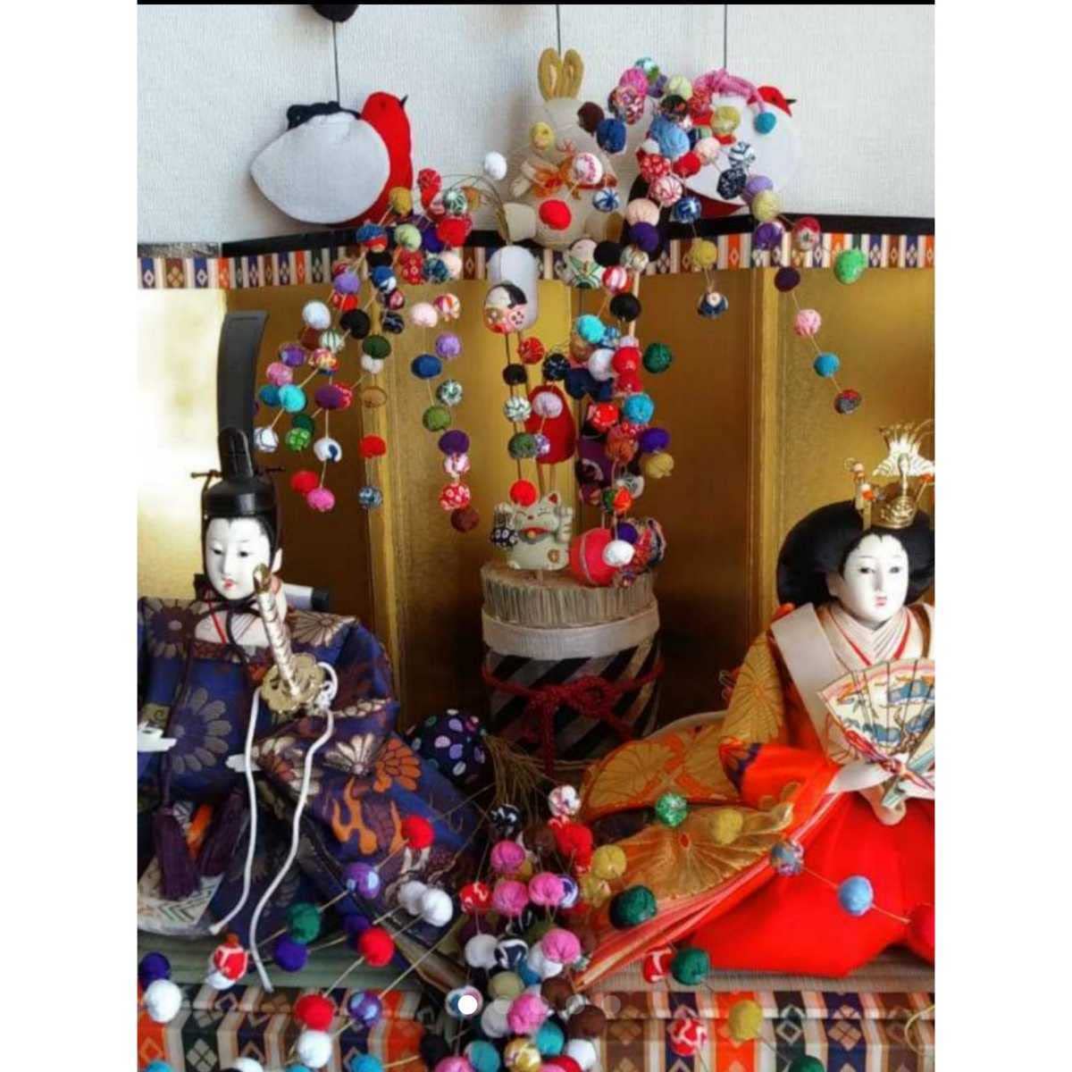 2025ボリュームポンポン玉飾り棒3本セットちりめん細工年賀年始元日