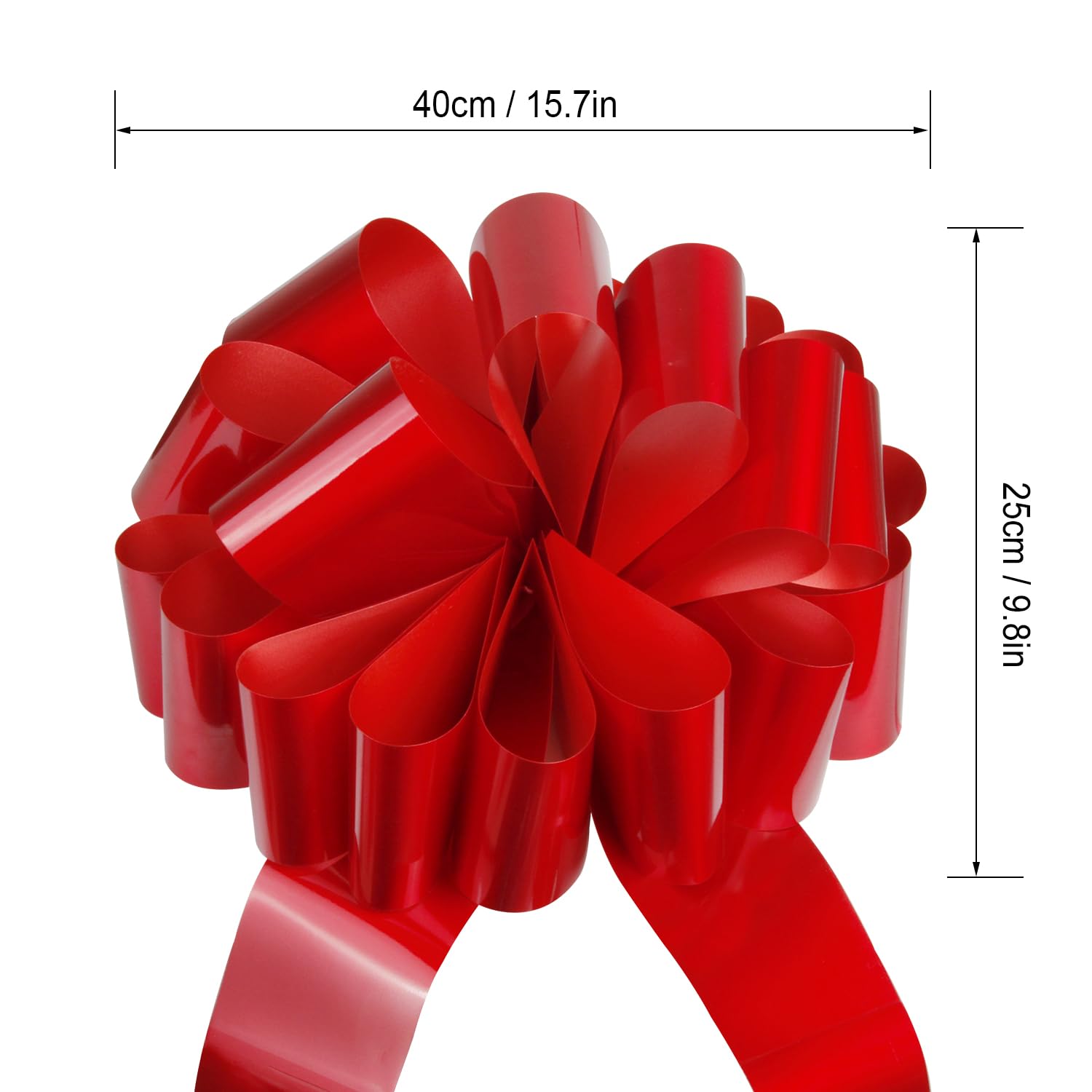 Mifflin-USA - Big Car Bow - Metallic Red, 18 Inch - Giant Gift Bow For Birthday, Christmas - Huge Car Décor - View #8