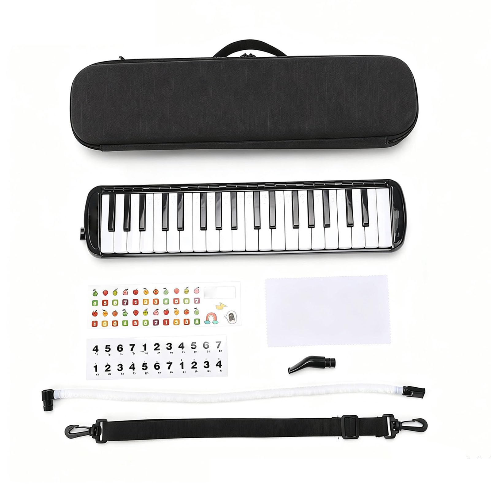 Annadue Instrumento Melódica de 37 Teclas con Boquilla y Paño de Limpieza, Fácil de Usar, Adecuado para Lecciones de Música y Sesiones de Práctica, Material ABS
