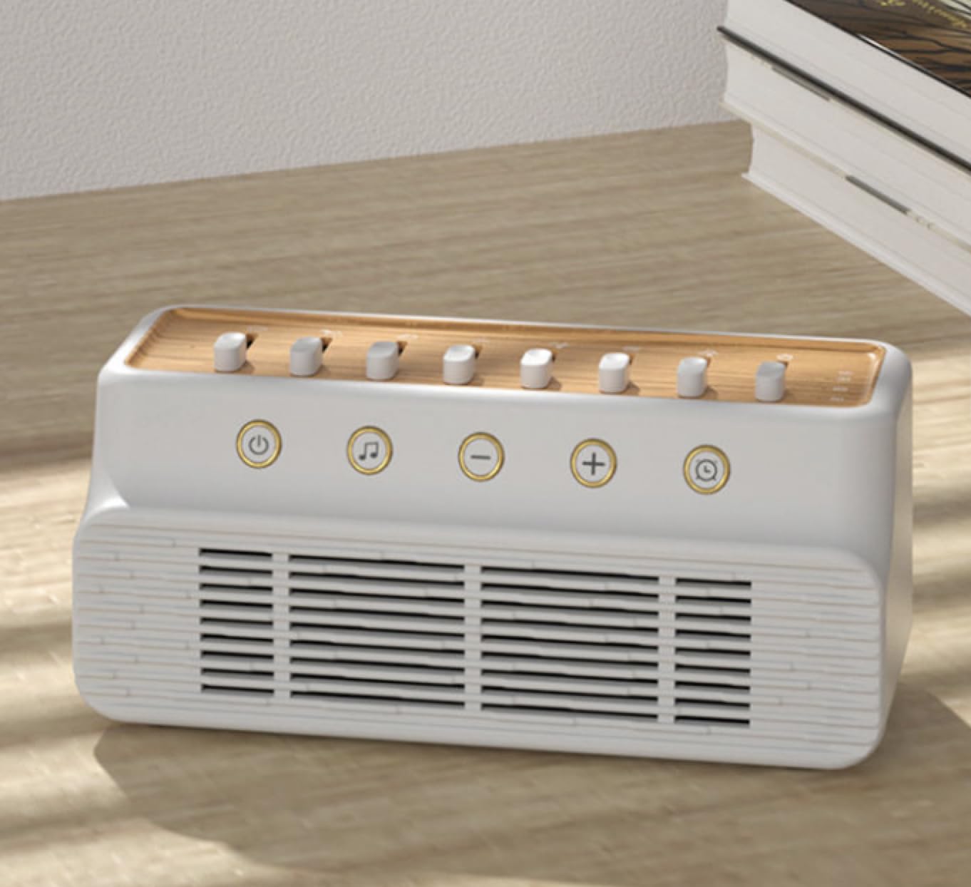 3 in 1 Portable White Noise Sound Machine &amp; Bluetooth Speaker, 255+ Natural Sound Mixer, Timer, Sleep Sound Machine, White/Wood Color. For Relaxation, Stress Relief, Wellness, Yoga, Deep Sleep, Focus.