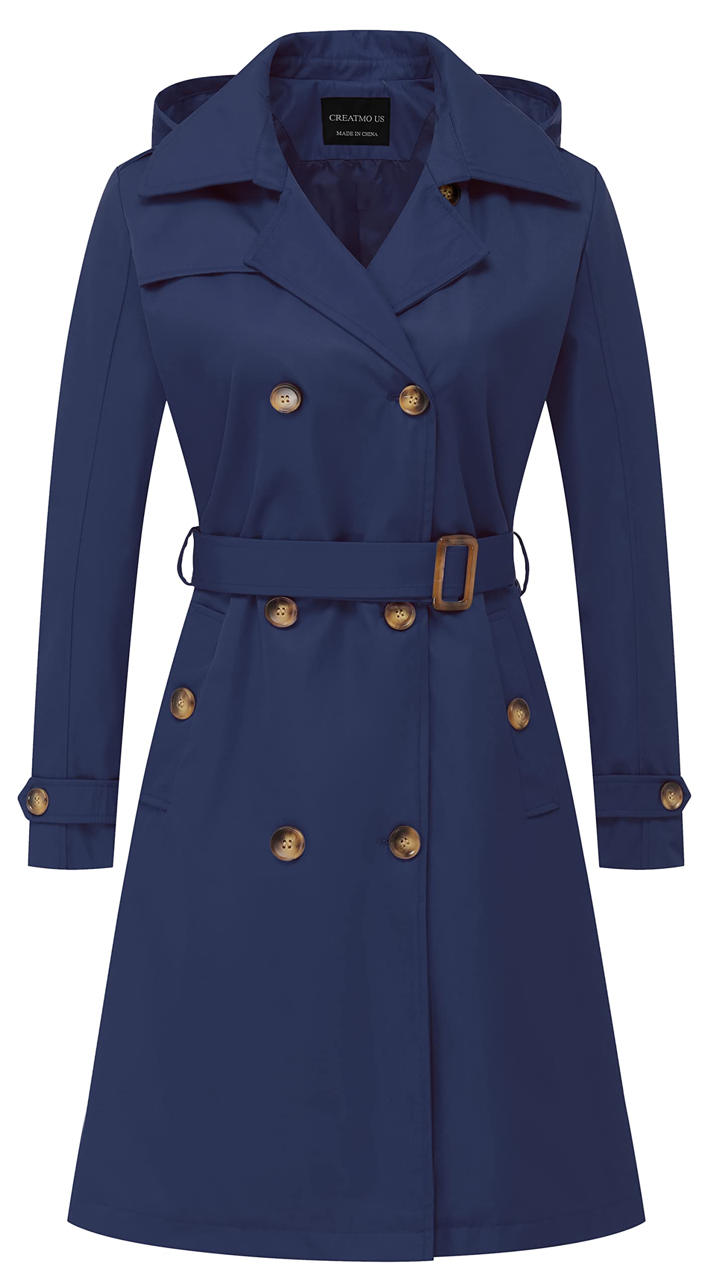 CREATMO US Women's Long Trench Coat