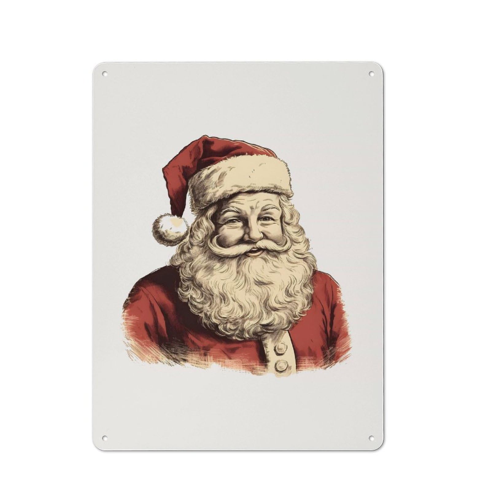 Junmoney Smiling Santa Claus Illustration Tin Wall Plaque 40X30cm With For Pub Or Café, For Hospitality Wall Decor Collectors