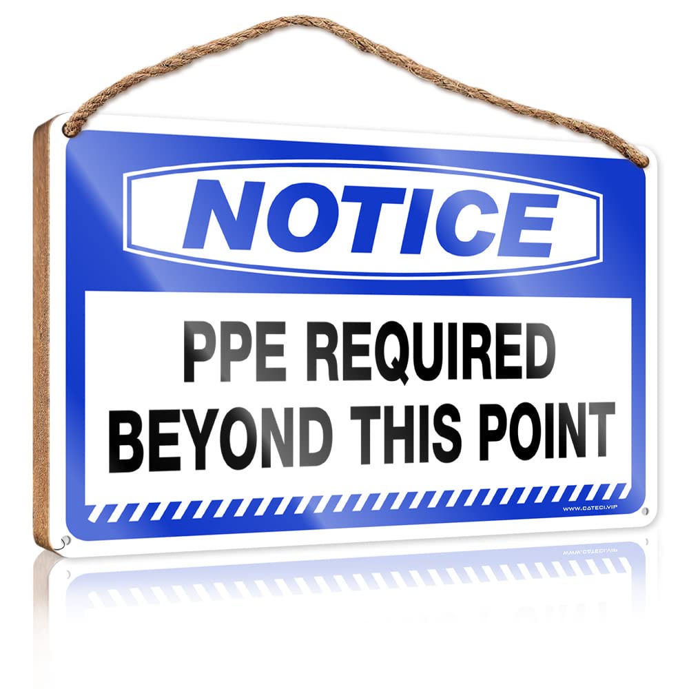 Farmhouse Door Decor Notice Ppe Required Beyond This Point Wooden Sign Bathroom Door Signs For Home Funny Door Frame Sign(23X35CM)