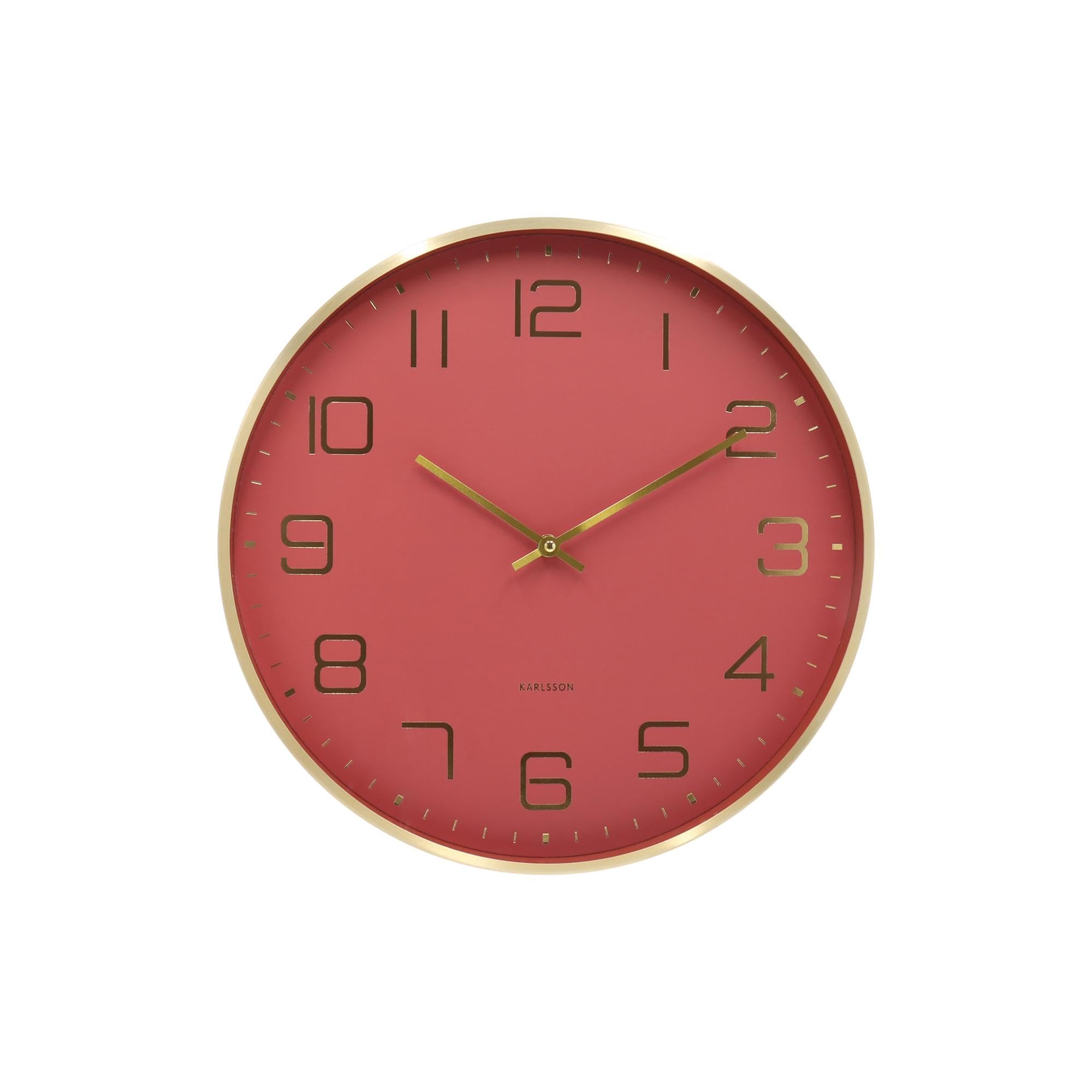 Karlsson Red Elegance Glow Wall Clock, Diameter 40 Cm, Round, Aluminium, Wall Clock, Modern Living Room, Wall Clocks