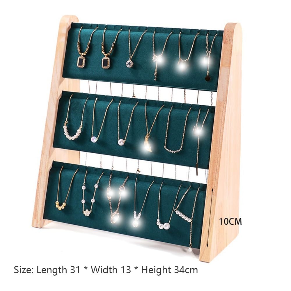 Armadi 3-Tier Wooden Jewelry Display Stand with Velvet Layer