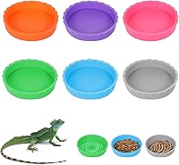 Thinp 6-Pack Reusable Silicone Crested Gecko Food Bowls - Vibrant Colors for Bearded Dragons, Lizards, Anoles, Terrarium Accessories