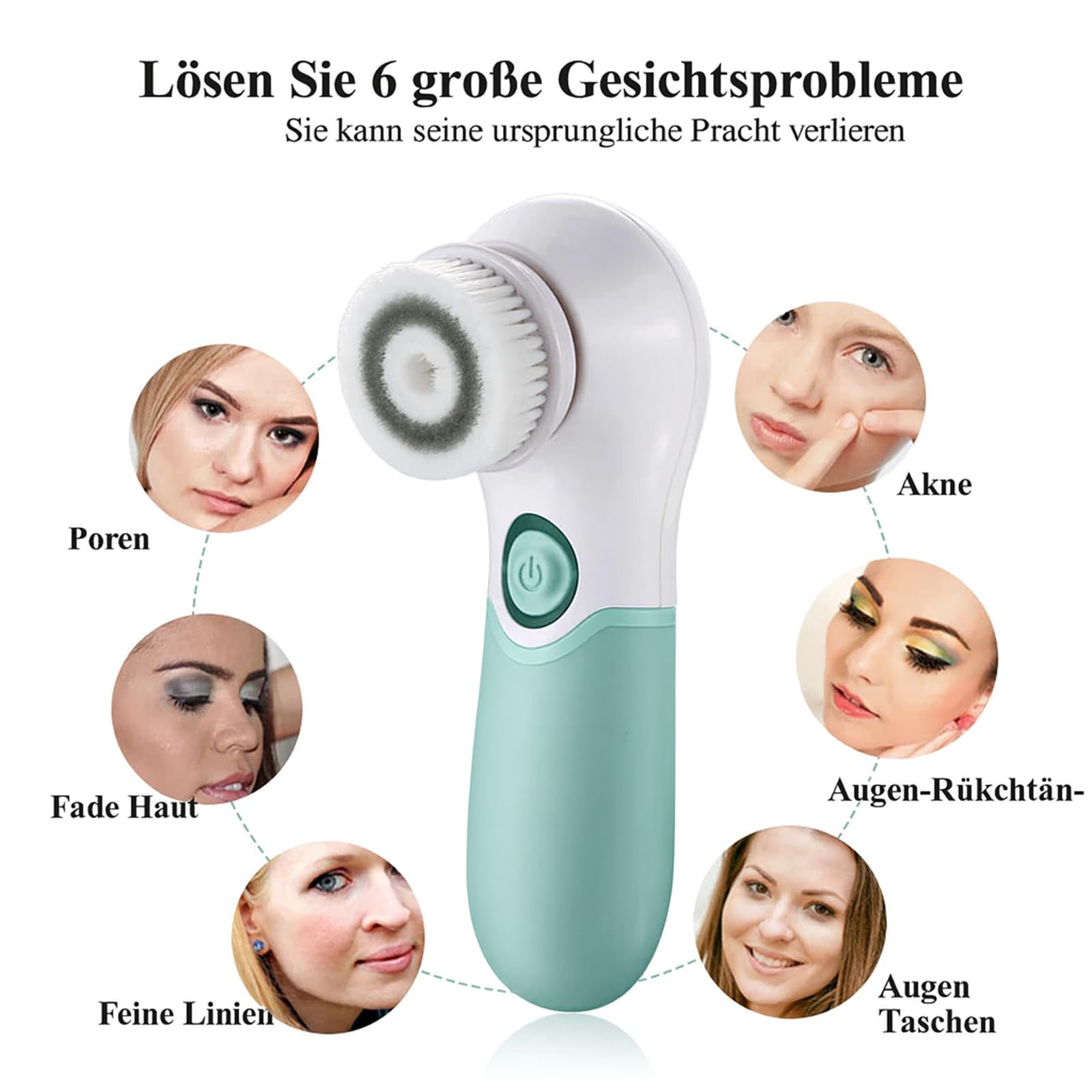 FinezoCare - Tiefenreinigende Gesichtsreinigungsbürste Wasserdichte Elektrische Gesichtsreinigungsbürste mit 360° Drehkopf Sanfter Gesichtsreiniger für alle Hauttypen