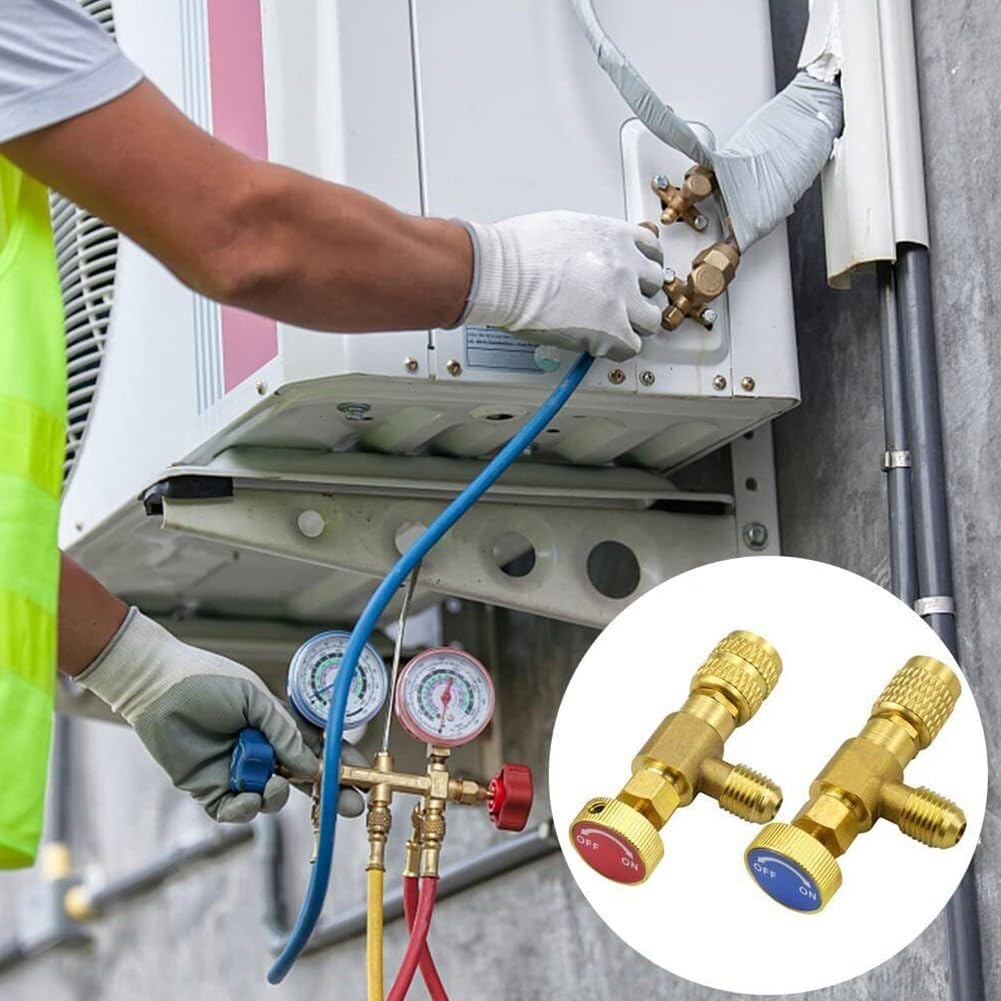 Set di 2 valvole di intercettazione in rame per aria condizionata, per un uso efficiente R410A e R22