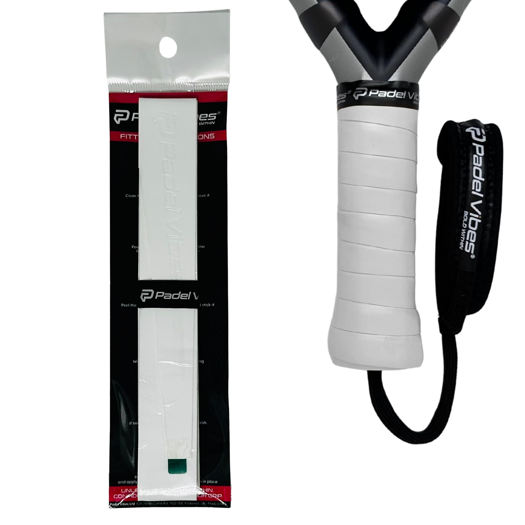 Padel Vibes® BOLD LuxeTac™ Overgrip | Tacky, Sweat-Absorbing, Luxurious Leather-Like Feel | Durable Overgrip Tape for Padel, Tennis, Squash, Badminton, and Pickleball Rackets (White | 1-Pack)