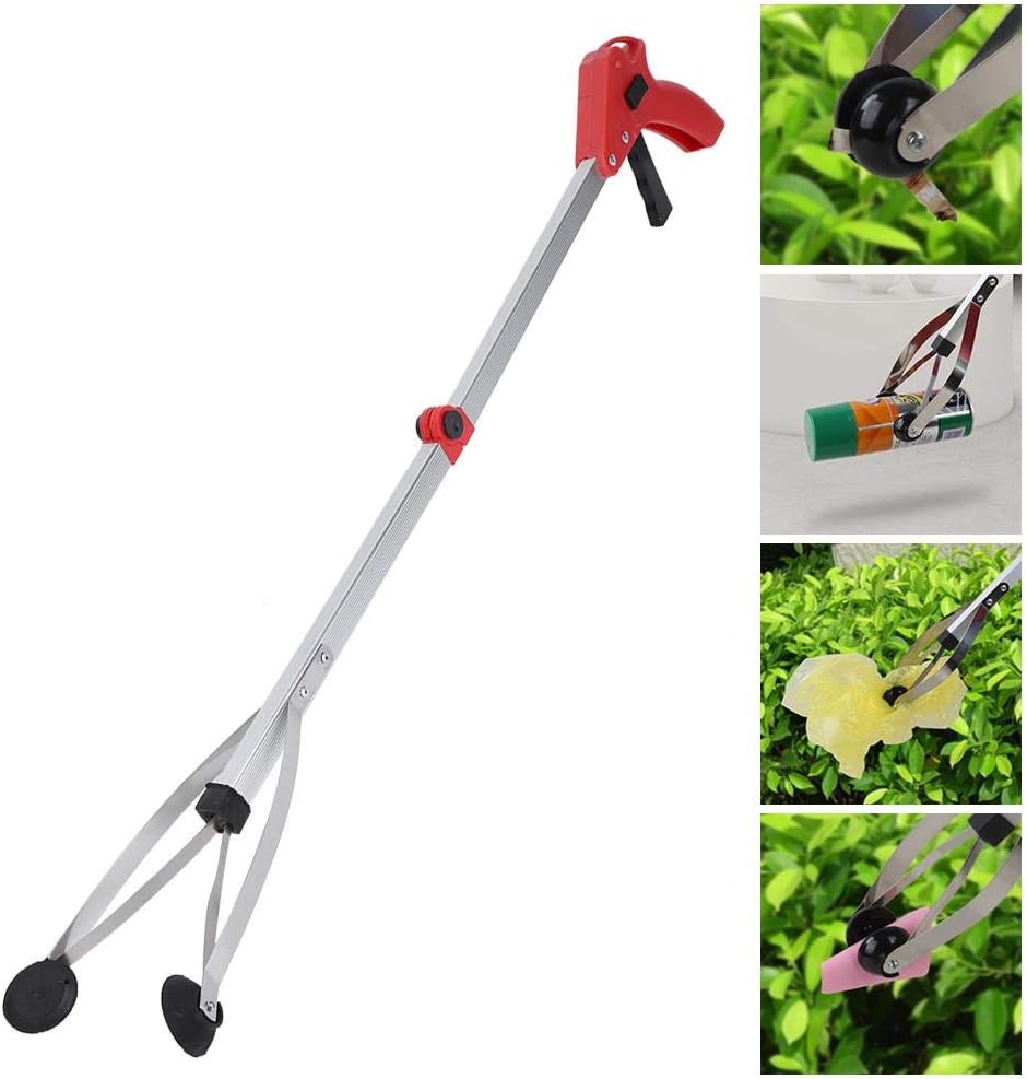 Foldable Trash Picker Grabber, Garbage Litter Picker Folding, Garden Leaves Waste Pick Up Tool, Garden Hand Tools(Red Handle) : Industrial & Scientific