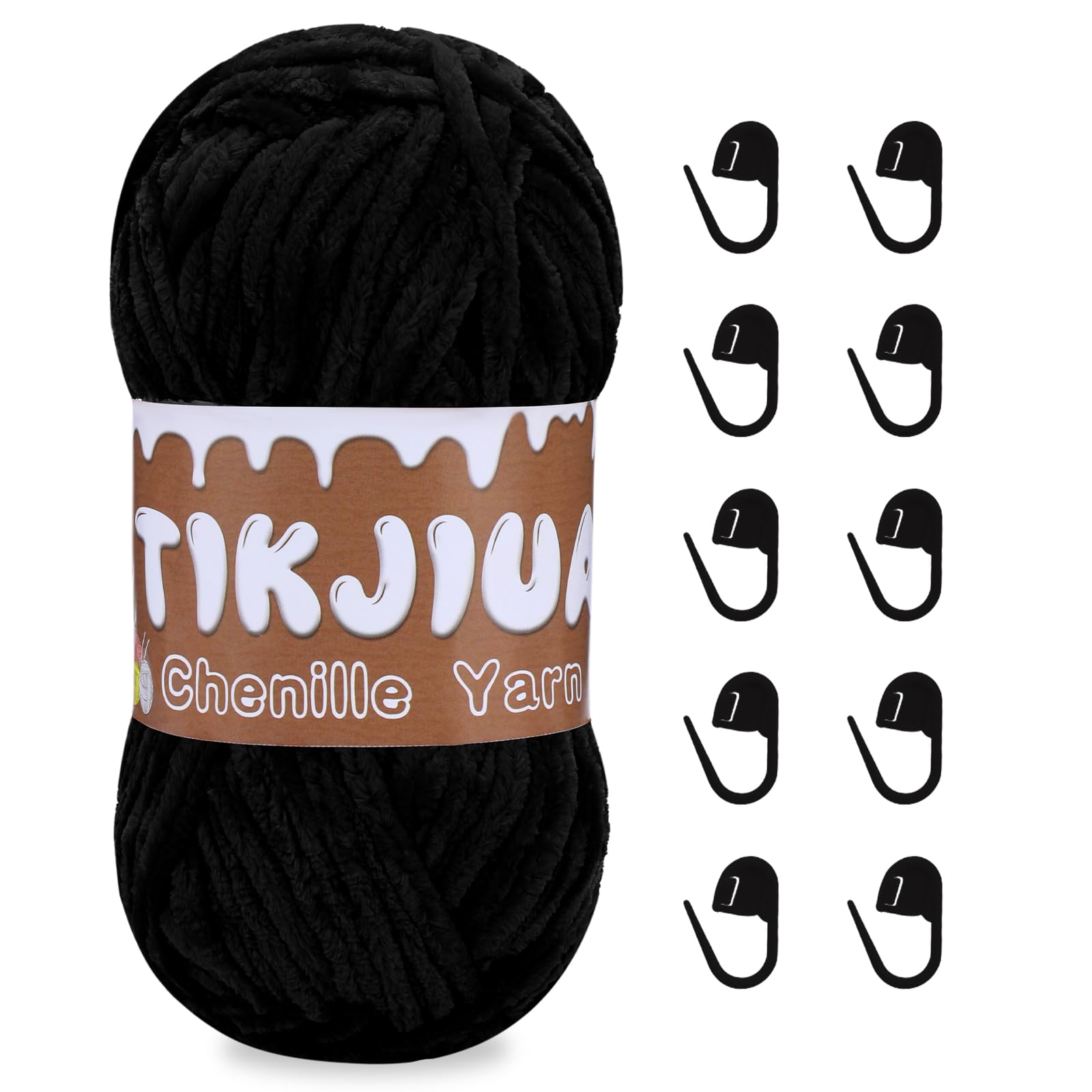 3.5oz Chenille Yarn for Crocheting, 100g Chunky Yarn with Crochet Stitching Markers for Pillow Blanket Scarf Sweater Knitting Weaving Craft Rugs