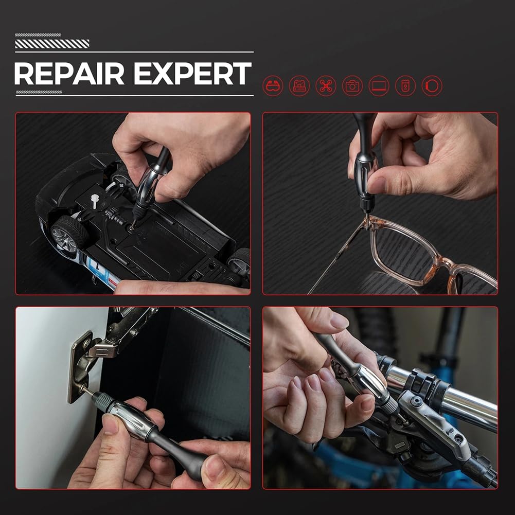 Destornillador/Perforadora 21 en 1 con Antideslizante, Puntas S2 Magnéticas de Cambio Rápido para Joyería, Resina, Madera, Plástico y Tareas del Hogar.