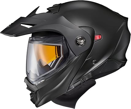 ScorpionEXO AT960 Cold Weather Adventure Snowmobile Modular Helmet Dual Pane Shield with Breath Box and Bluetooth Ready Speaker Pockets Solid Matte Black - X-Small