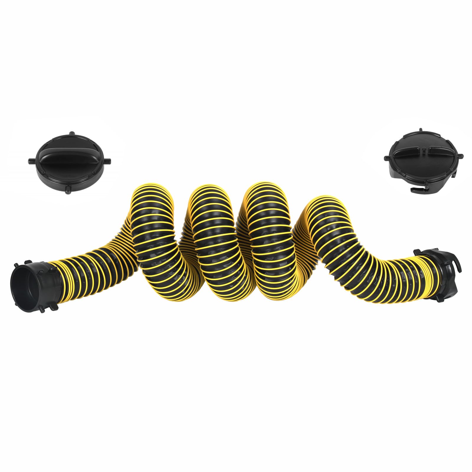 10FT RV Sewer Hose Extension, 24-Mil Heavy Duty TPE Material for Abrasion Resistance and Crush Protection, Camper RV Extension Hose with Pre-Attached Bayonet Fittings, Yellow