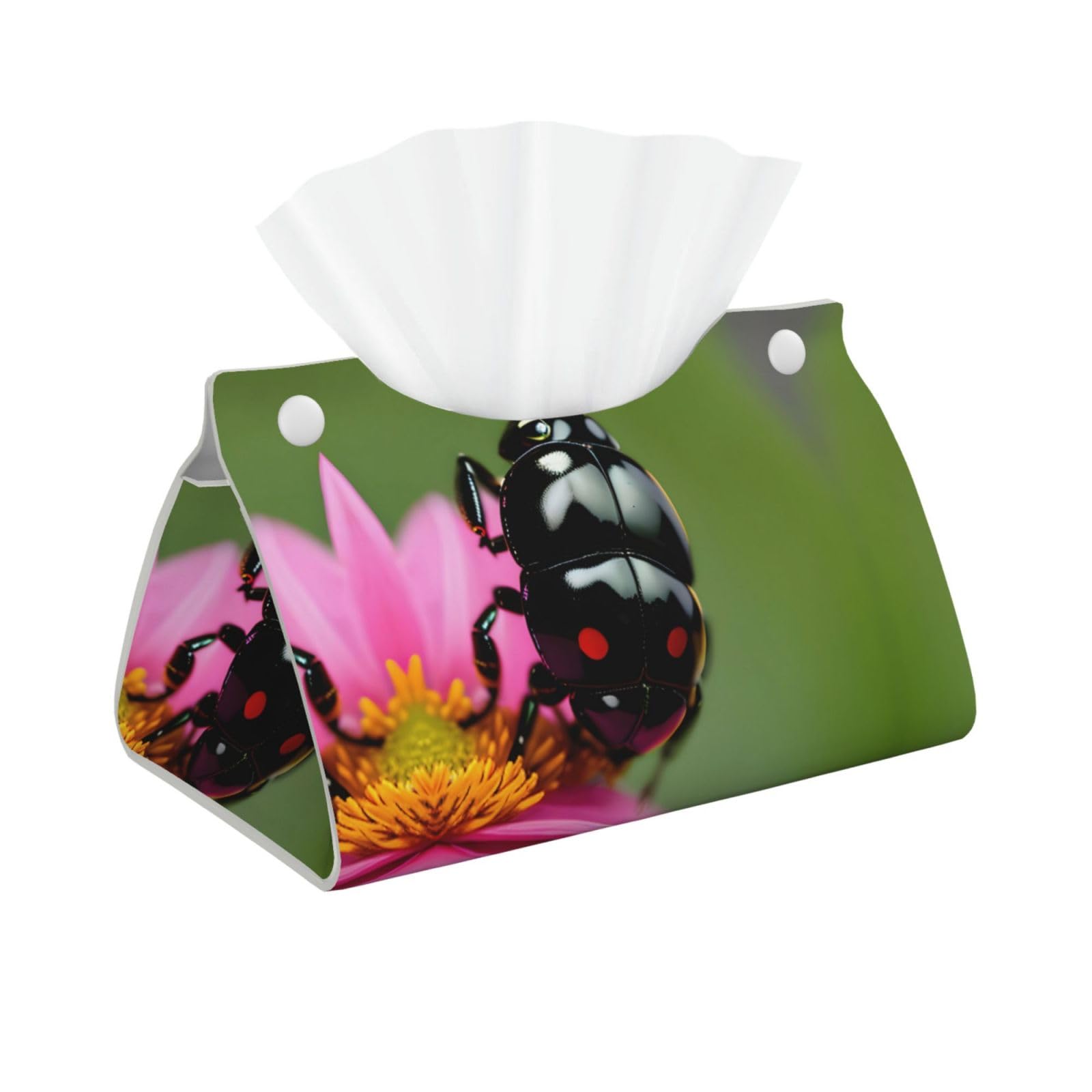 Colorful Ladybird Long Tissue Box Cover â€ Living Room, Office, Car â€ Crafted from Leather- â€ Foldable Home Decoration