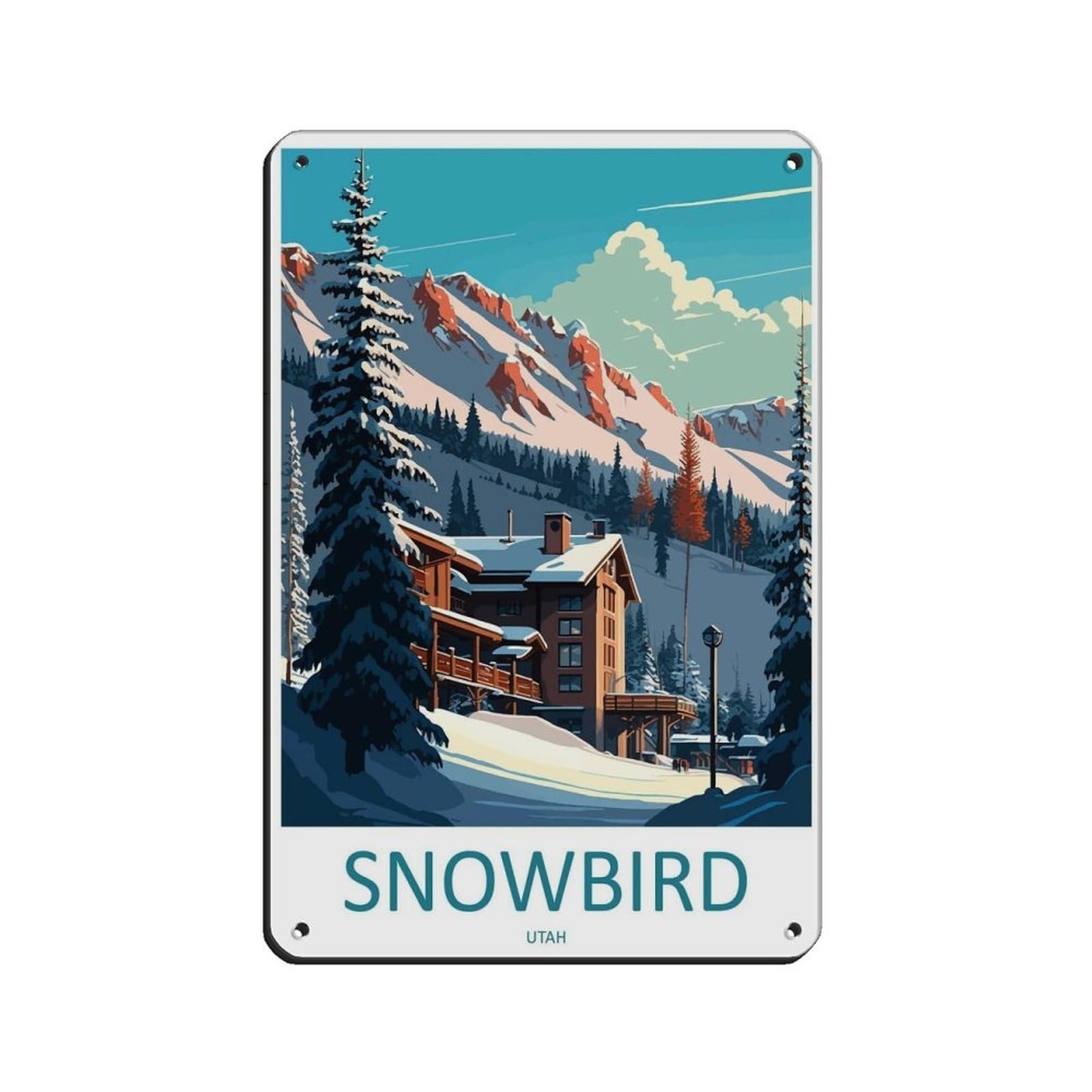 Snowbird Travel Art Ski Art Lover Gift (2) Tin Sign Vintage Metal Pub Club Cafe Bar Home Wall Art Decoration Poster Retro 8x12inch(20x30cm)