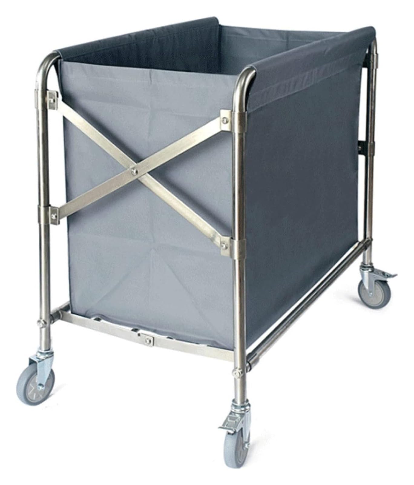 Chariot à linge en acier inoxydable durable avec grand panier Oxford étanche
