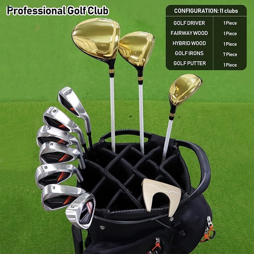 Set Di 11 Mazze Da Golf For Uomo, For Mano Destra, Con Sacca, Driver, Legno Da Fairway, Ibrido E Putter, Adatto For Golfisti Uomini E Donne, Sport All'aria Aperta