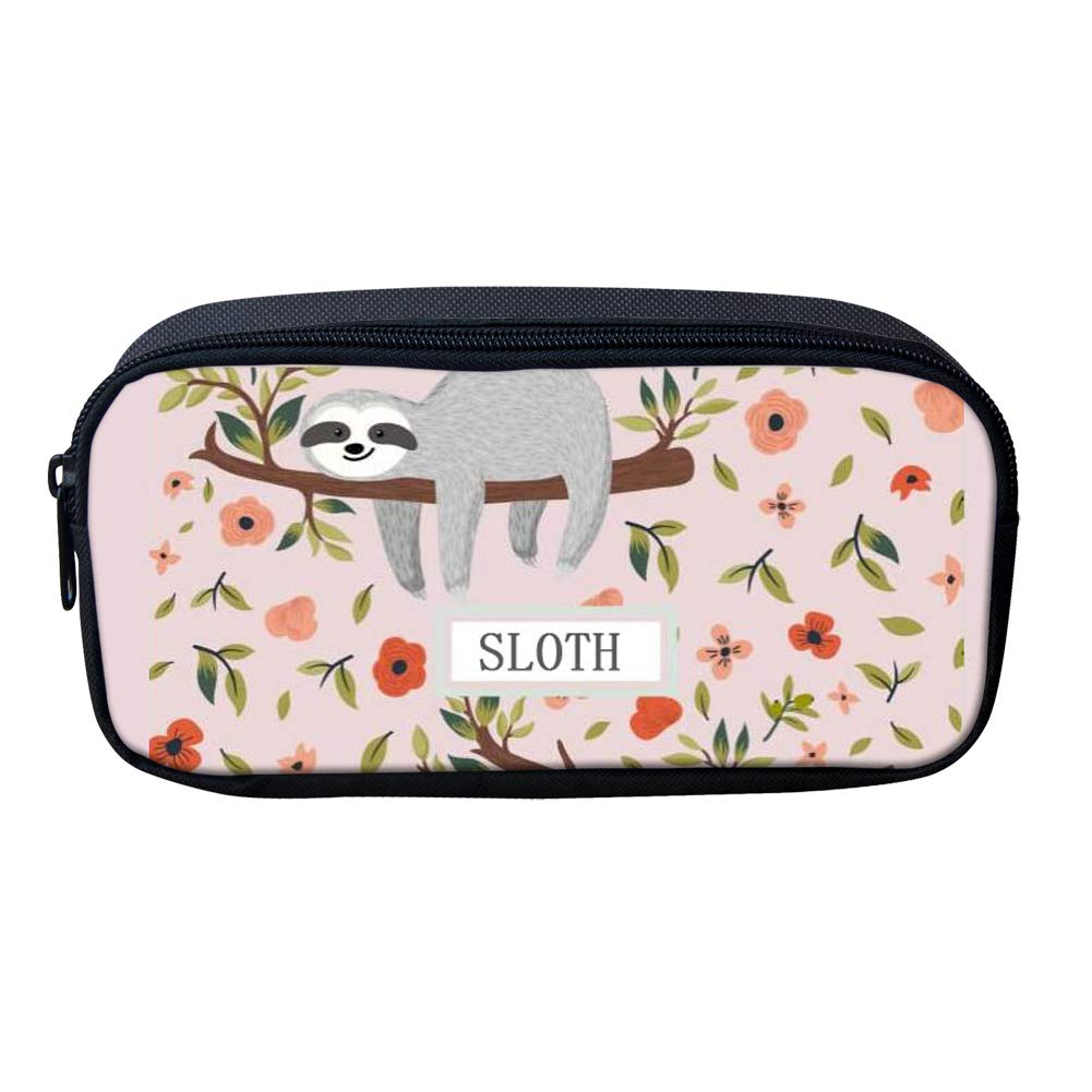 Showudesigns Kids Pencil Bag Sloth Floral Girls Boys Pencil Case Large Teacher Gel Pen Pouch School Supplies Pink โ image 1