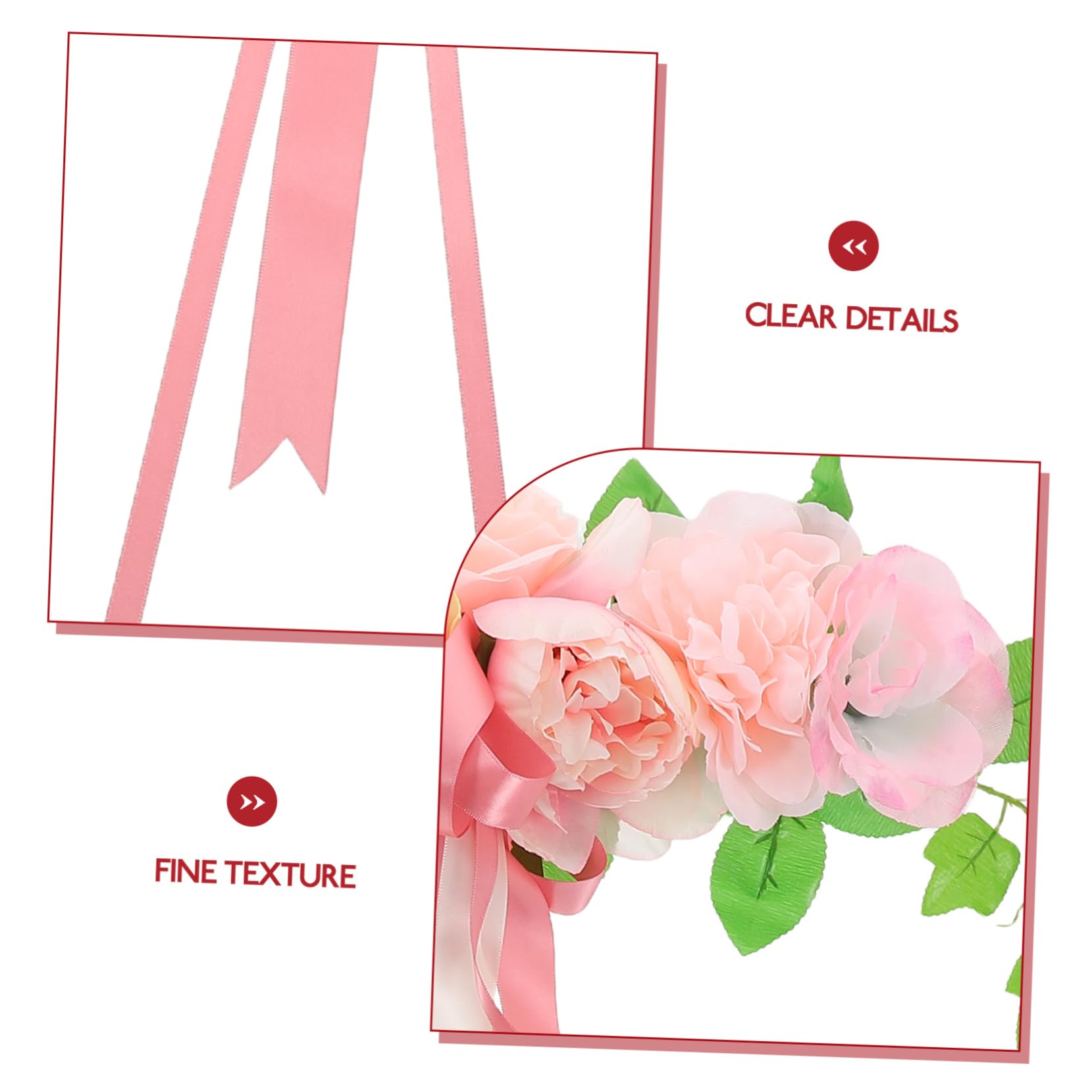 balacoo Elegantes Hochzeitsauto Dekorationsset mit Rosa Seidenblumen und Schleifen aus Bändern Einfache Installation für Fahrzeugdekoration bei Hochzeiten