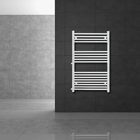 ECD Germany Radiador toallero Sahara - 600 x 1200 mm - Blanco - Plano - con conexión lateral - Radiador de toallas de diseño moderno - No electrico