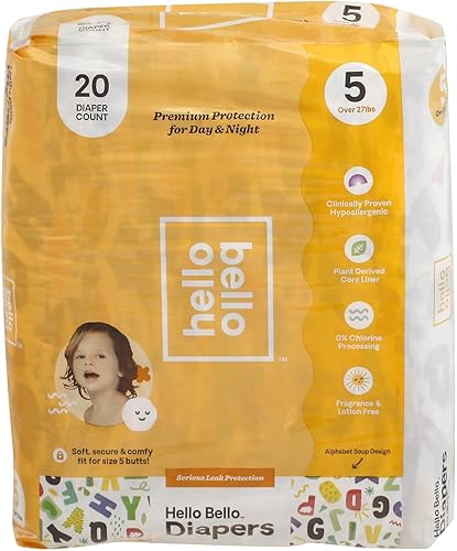 Hello Bello Pañales, 20 unidades, diseño de sopa del alfabeto, talla 5