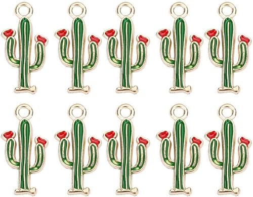 TENDYCOCO 20 dijes de cactus para manualidades, diseño de plantas del desierto, accesorios para hacer joyas, aretes, collares, pulseras, aleación,
