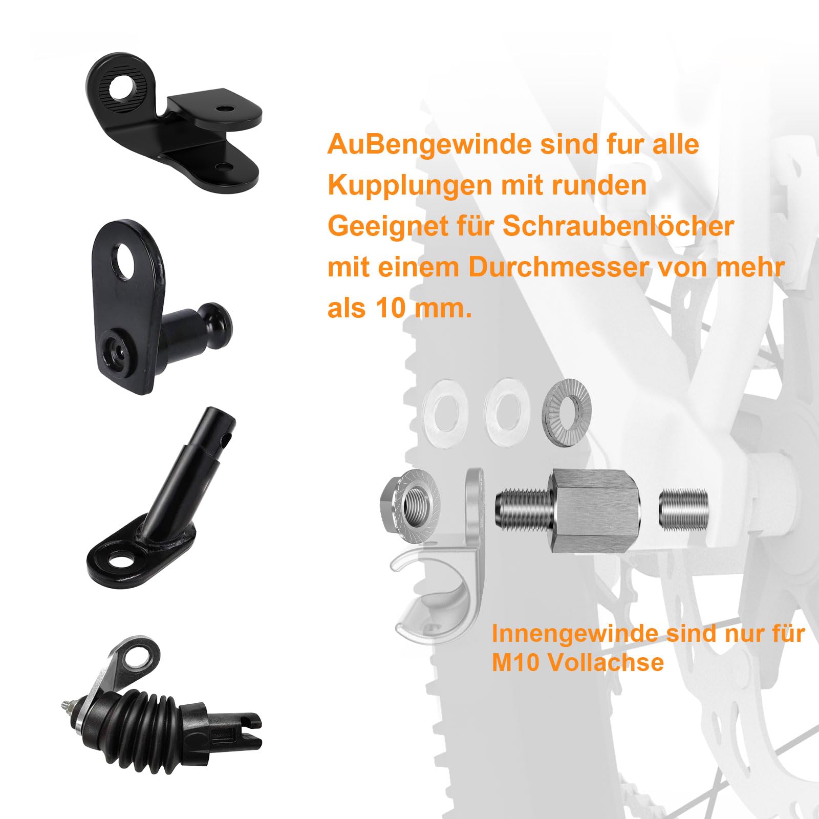 Adattatore Per Asse Bicicletta NICEDACK - Universale, Per Gancio Di Traino, In Argento - Foto 2