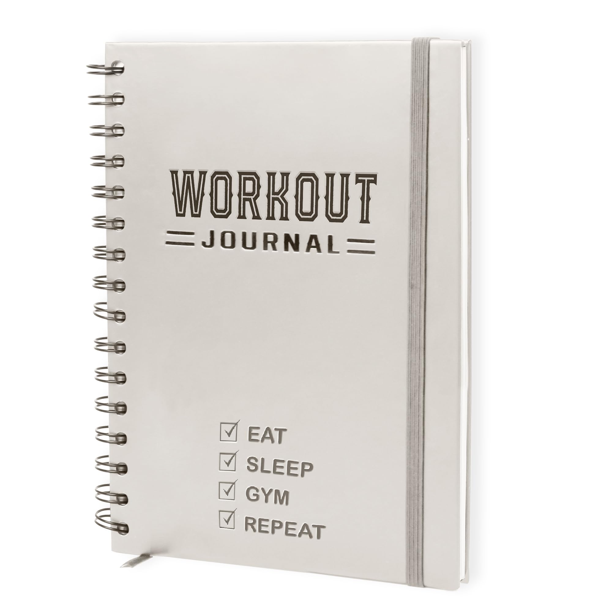 Nextnoid Hardcover Fitness Planner Workout Journal for Men & Women - A5 Sturdy Workout Book Log to Track Gym & Home Workouts - Beige