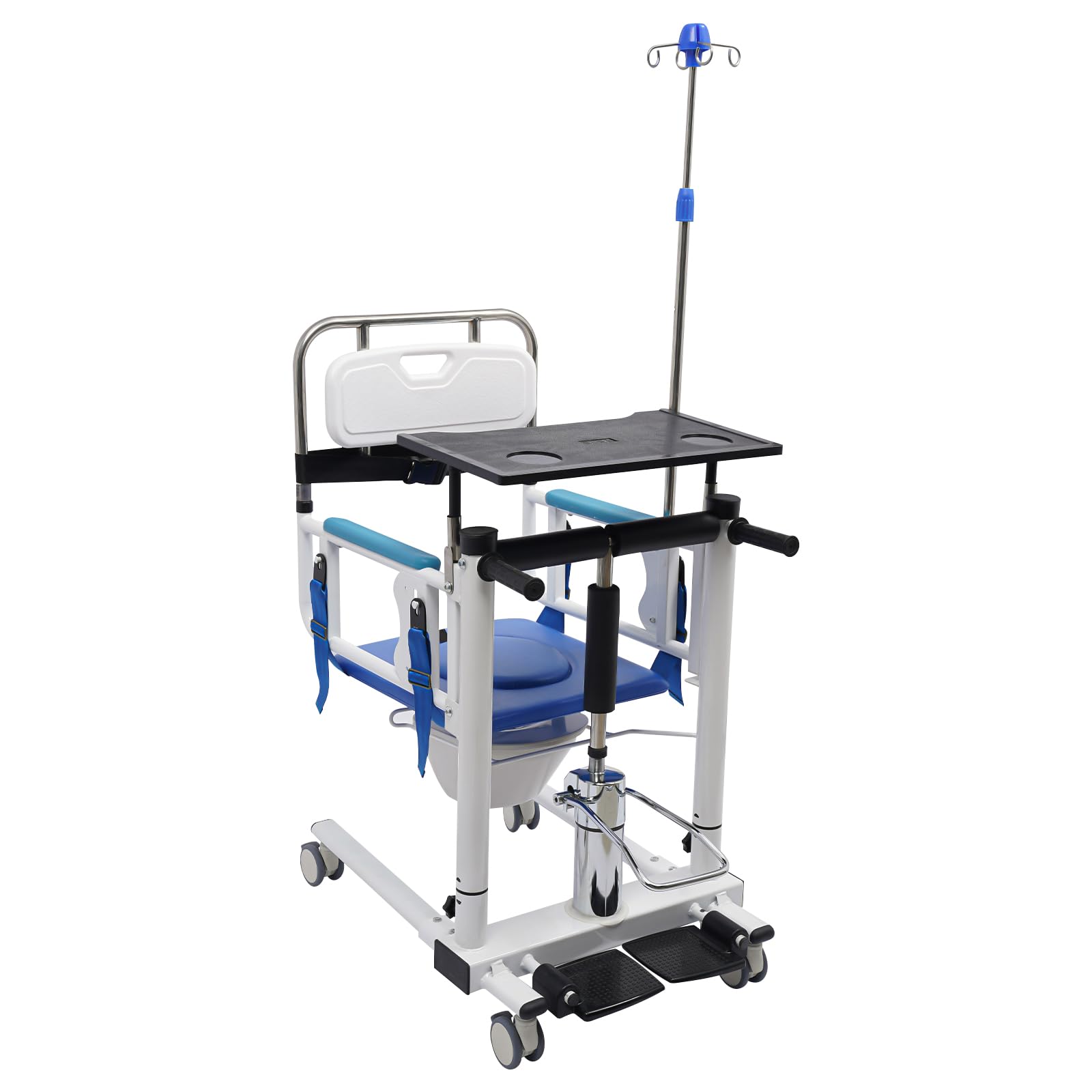 Silla de transferencia hidráulica para pacientes, silla de ruedas portátil multifunción de hasta 120 kg, silla de transferencia de elevación para personas mayores y cuidados en casa