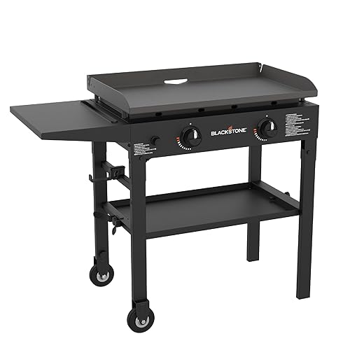 Blackstone Flat Top Gas Grill Griddle 2 Burner Propane Fuelled Rear Grease Management System, 1517, Outdoor Griddle Station for Camping, 28 inch - Griddle Only