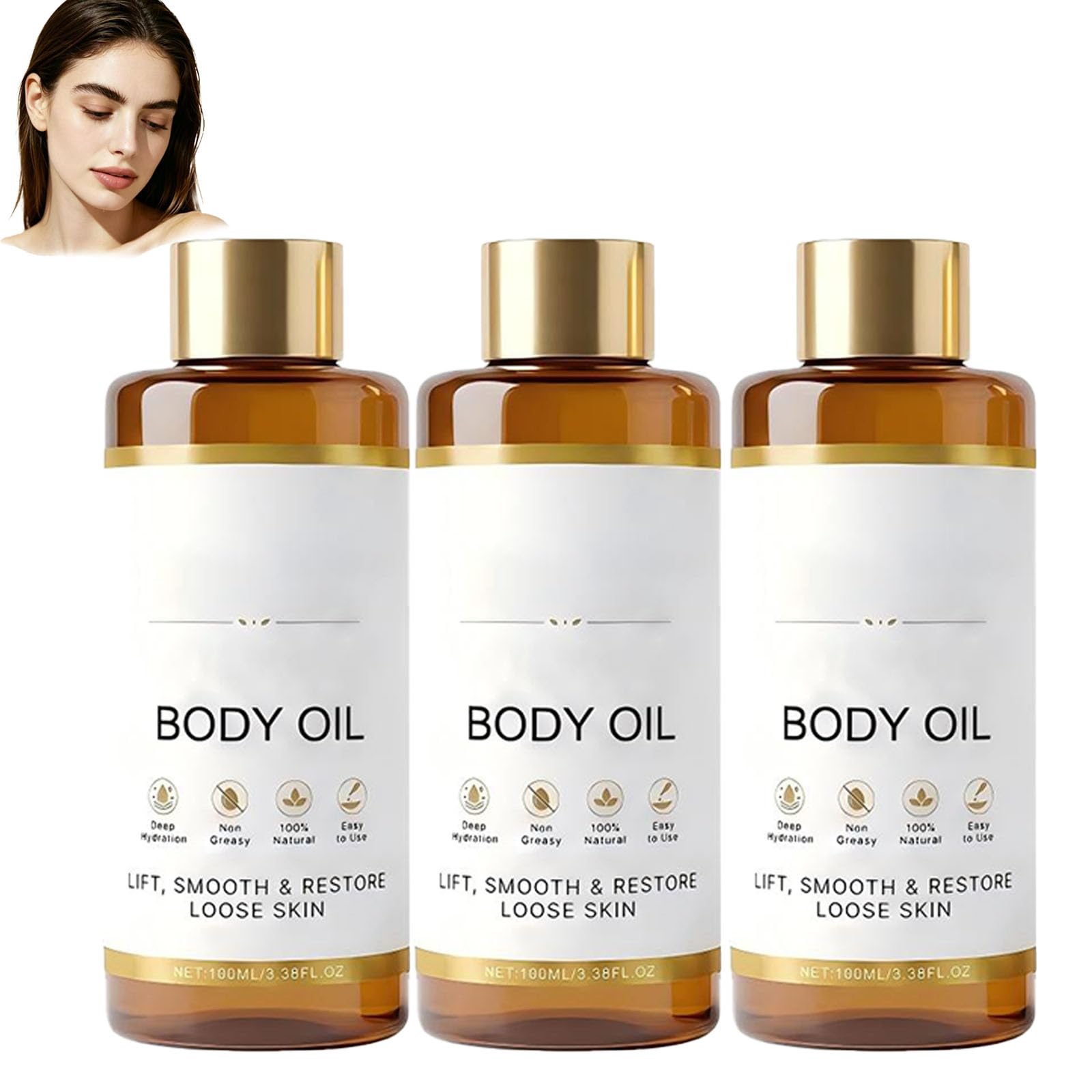 Skincu Glow Remedy Körperöl 100 Ml,Hautglättendes Massageöl Für Alle Gängigen Hauttypen,Leichtes,Nicht Fettendes,Schnell Einziehendes Feuchtigkeitsöl Für Frauen Und Männer (3pcs)