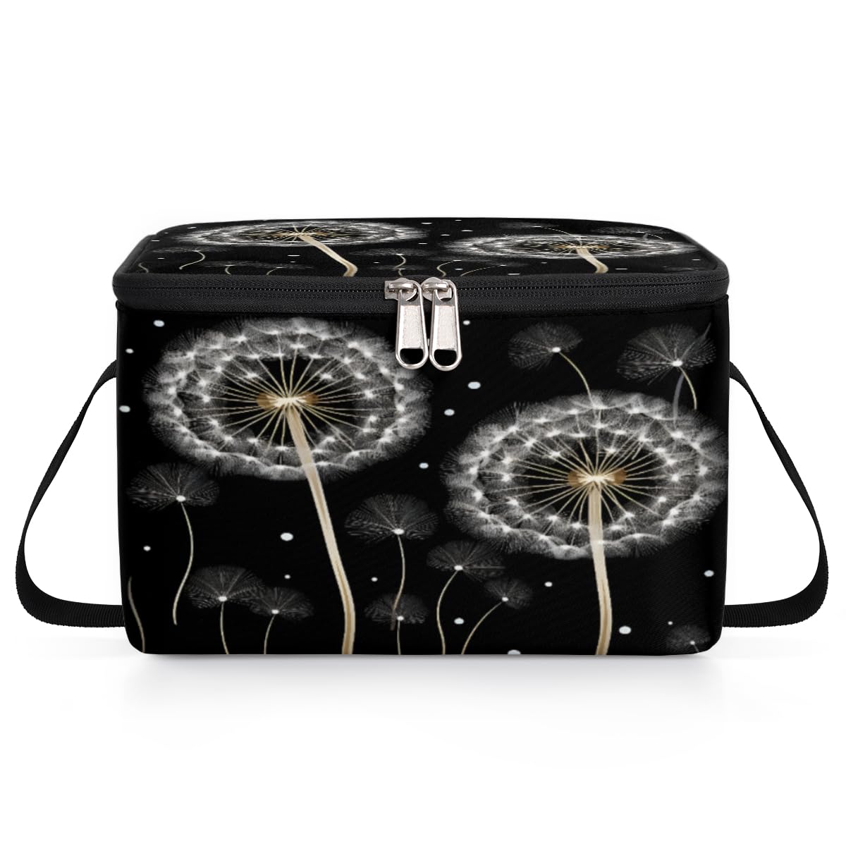 GzLeyigou Dandelion with Seeds Lunch Bags for Women Men 9 Cans, Hot & Cold Food Delivery Bag Insulated Grocery Bag Insulated Lunch Box Floral Cooler Bag for Office Work Picnic Beach