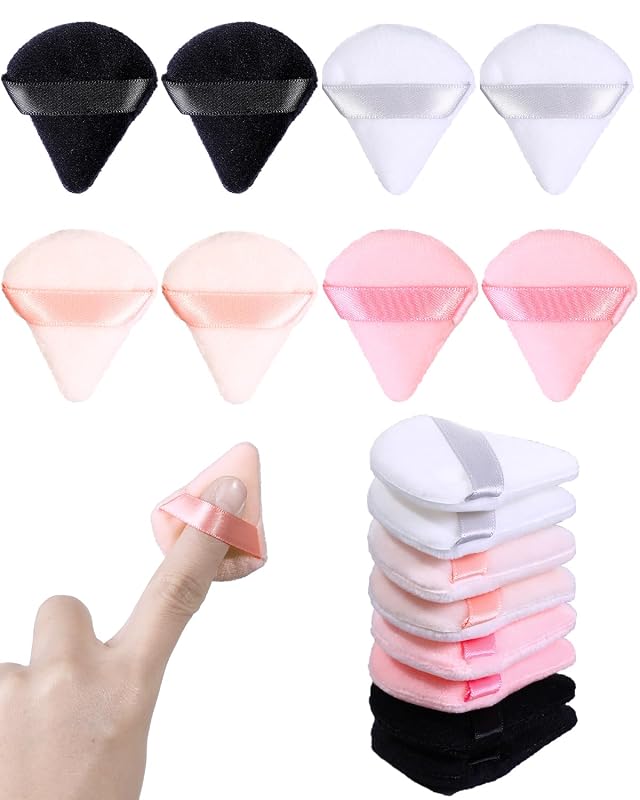 Glavatrix Mini Esponjas Triangulares de Veludo para Pó, com Alça para os Dedos, 8 Unidades