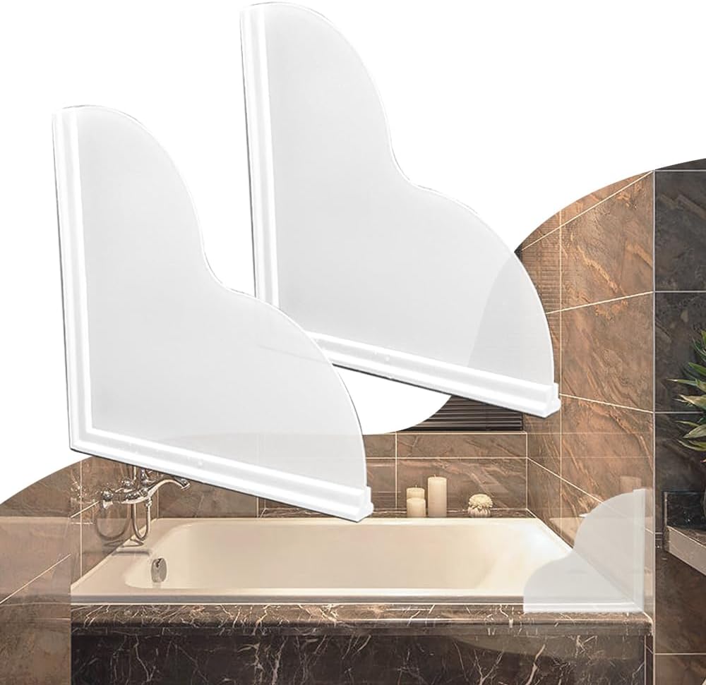 UpperHome Bath Tub Shower Splash Guard, 9Inch x 7Inch, White, (Pack of 2) Home