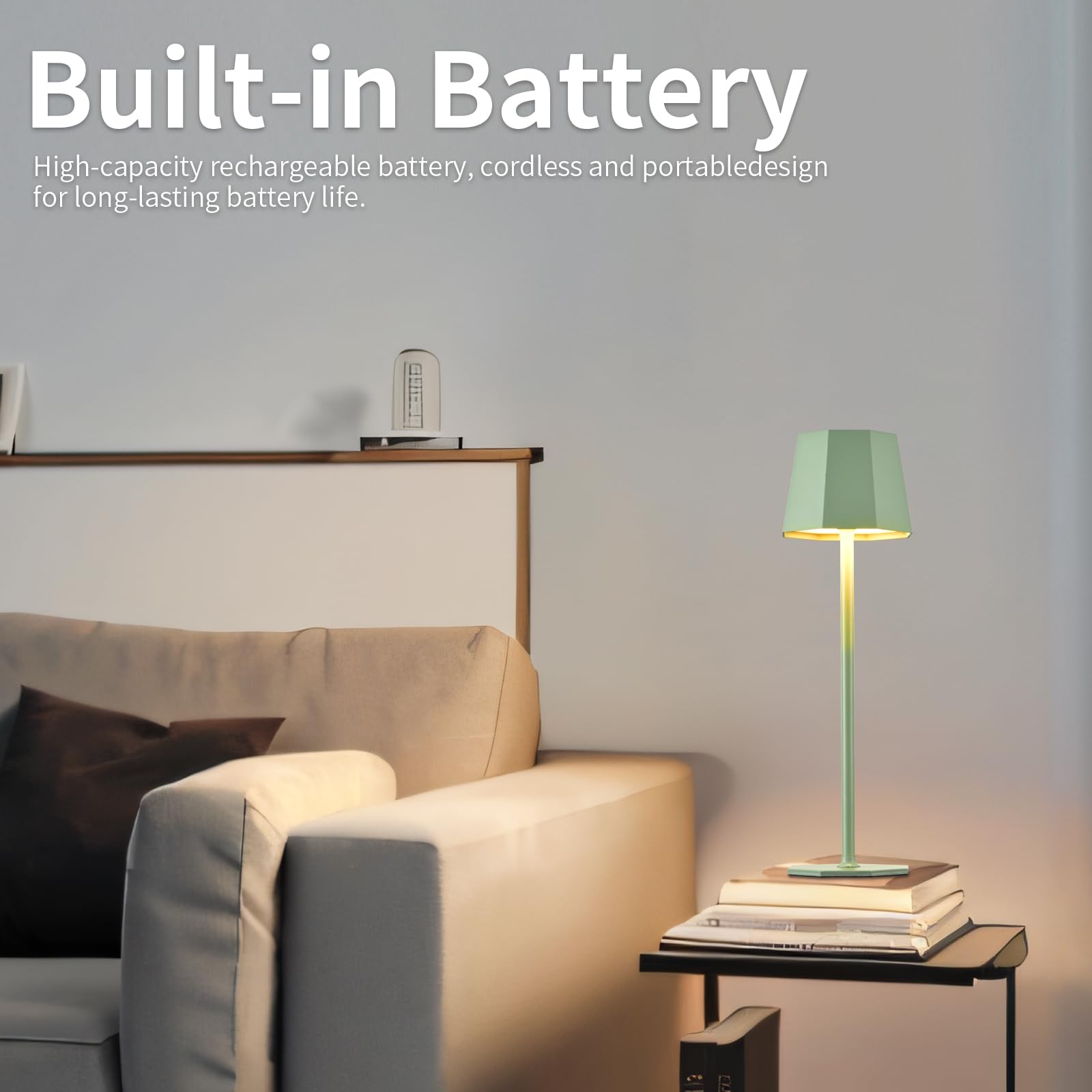 2 Stück LED Dimmbare Akku Tischlampe Kabellose, Wiederaufladbar Warme Lichtfarbe 3000K Tischleuchte Für Innen und Aussen mit USB-C, Tischlampe Outdoor IP54 Wasserdichte, Schwarz