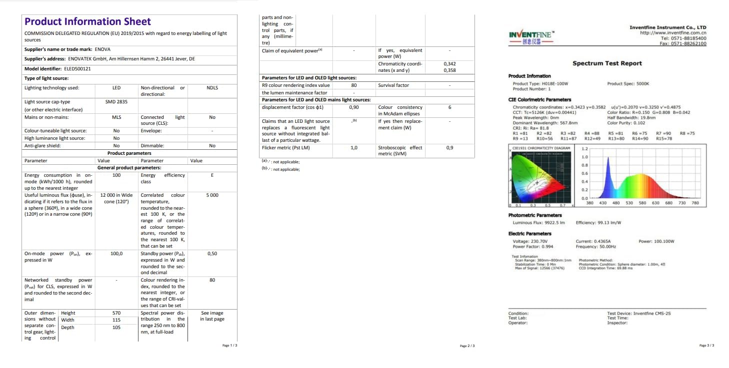 LED Hallenleuchte 100W 5000K Neutralweiß 12000lm - Industrie Hallenstrahler für Werkstatt, Lager, Garage - 120lm/W IP65 IK10 ENEC – High Bay Industrielampe Hallenbeleuchtung